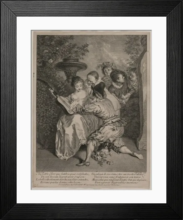 Framed Print : The Romancer, 1727. Creator: Charles-Nicolas Cochin (French, 1715-1790) Framed Print : The Romancer, 1727. Creator: Charles-Nicolas Cochin (French, 1715-1790)