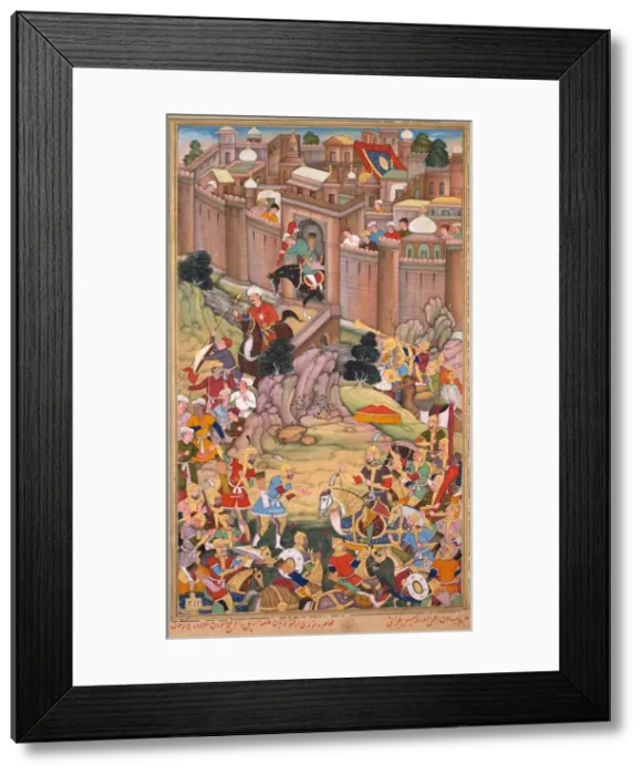 Framed Print : The siege of Arbela in the era of Hulagu Khan, page from a Chingiz-nama... c. 1596 Framed Print : The siege of Arbela in the era of Hulagu Khan, page from a Chingiz-nama... c. 1596