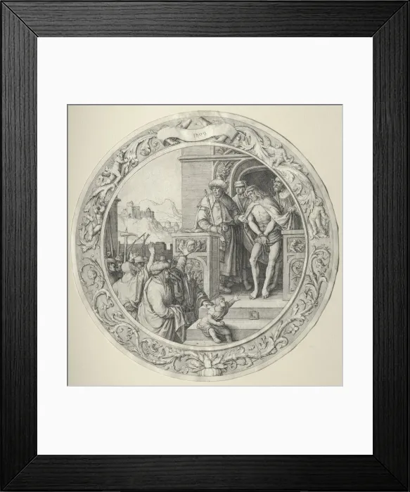 Framed Print : The Round Passion: Christ Presented to the People, 1509. Creator: Lucas van Leyden (Dutch Framed Print : The Round Passion: Christ Presented to the People, 1509. Creator: Lucas van Leyden (Dutch