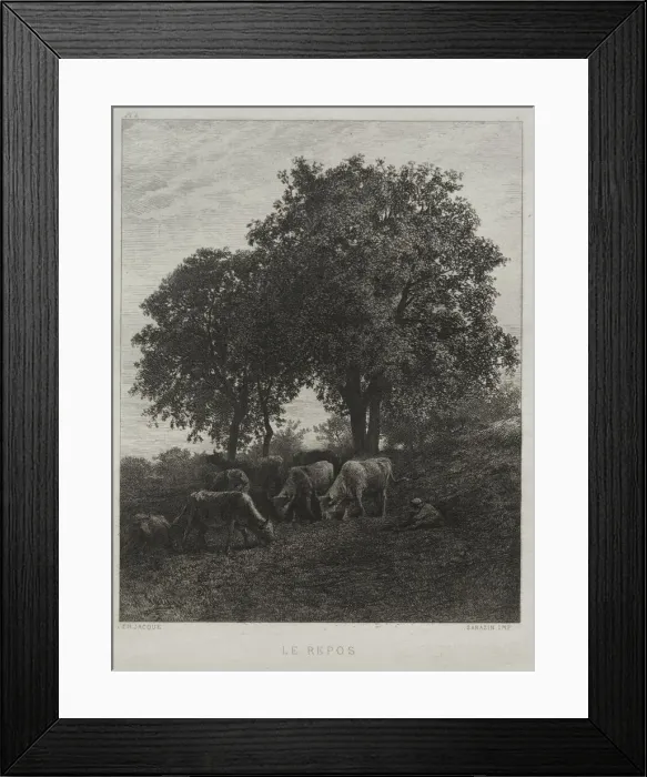 Framed Print : The Repose. Creator: Charles-Emile Jacque (French, 1813-1894) Framed Print : The Repose. Creator: Charles-Emile Jacque (French, 1813-1894)