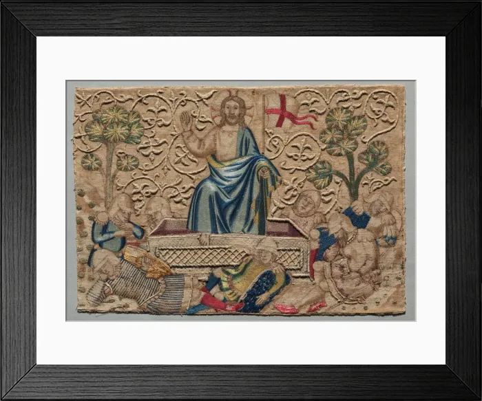 Framed Print : The Resurrection, from an Embroidered Altar Frontal:, 1375-1400. Creator: Unknown Framed Print : The Resurrection, from an Embroidered Altar Frontal:, 1375-1400. Creator: Unknown
