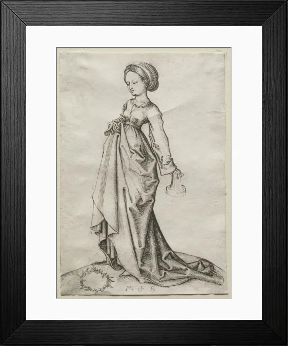 Framed Print : The Second of the Foolish Virgins. Creator: Martin Schongauer (German, c. 1450-1491) Framed Print : The Second of the Foolish Virgins. Creator: Martin Schongauer (German, c. 1450-1491)