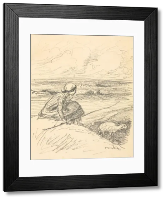 Framed Print : The Shepherdess, fourth quarter 19th century or first quarter 20th century. Creator Framed Print : The Shepherdess, fourth quarter 19th century or first quarter 20th century. Creator