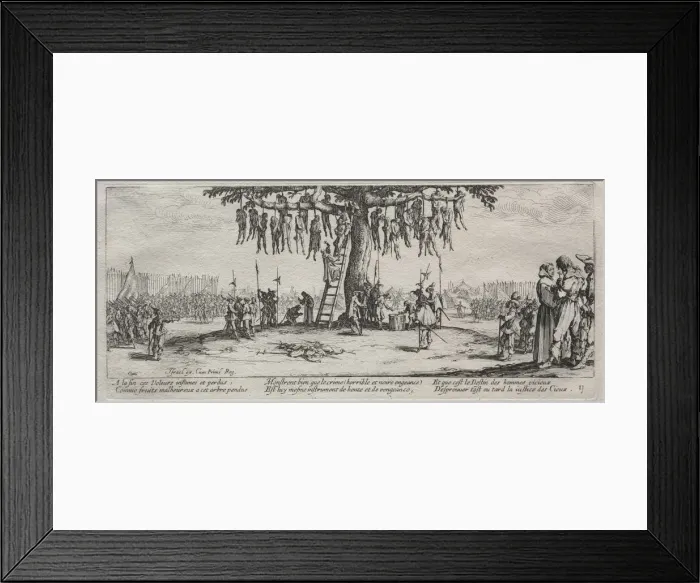 Framed Print : The Large Miseries of War: The Hanging, 1633. Creator: Jacques Callot (French, 1592-1635) Framed Print : The Large Miseries of War: The Hanging, 1633. Creator: Jacques Callot (French, 1592-1635)