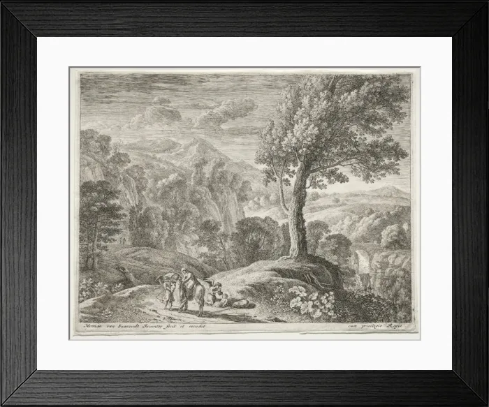 Framed Print : The Large Tree and the Cascade, c. 1652-1654. Creator: Herman van Swanevelt (Dutch, c Framed Print : The Large Tree and the Cascade, c. 1652-1654. Creator: Herman van Swanevelt (Dutch, c