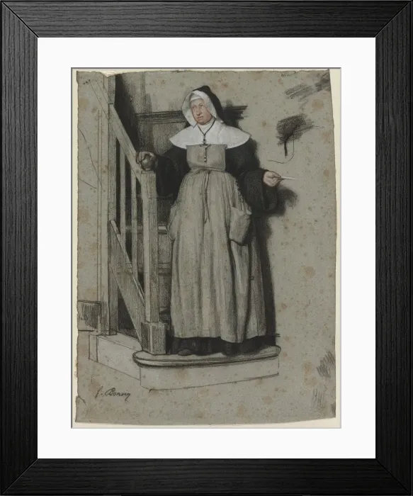 Framed Print : The Letter of Admission, Interior of a Convent, c. 1867. Creator: Francois Bonvin (French Framed Print : The Letter of Admission, Interior of a Convent, c. 1867. Creator: Francois Bonvin (French