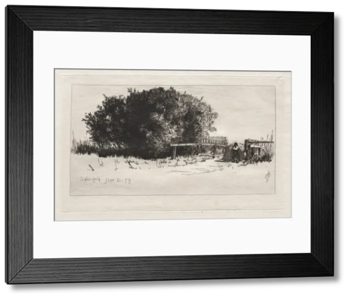 Framed Print : The Gate, Schleissheim, 1879. Creator: Otto H. Bacher (American, 1856-1909)