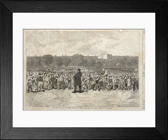 Framed Print : The Fourth of July in Tompkins Square, New York - The Sogers Are Coming, 1868 Framed Print : The Fourth of July in Tompkins Square, New York - The Sogers Are Coming, 1868
