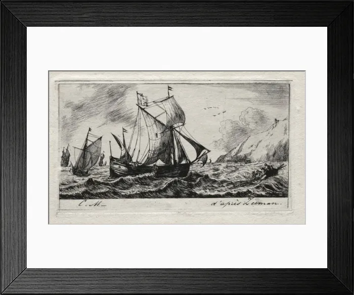 Framed Print : The Galliot of Jean de Vyl of Rotterdam, 1850. Creator: Charles Meryon (French, 1821-1868) Framed Print : The Galliot of Jean de Vyl of Rotterdam, 1850. Creator: Charles Meryon (French, 1821-1868)
