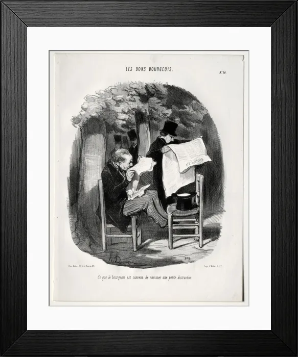 Framed Print : The Good Bourgeois, plate 14: What the bourgeois consider a distraction, 1846. Creator Framed Print : The Good Bourgeois, plate 14: What the bourgeois consider a distraction, 1846. Creator