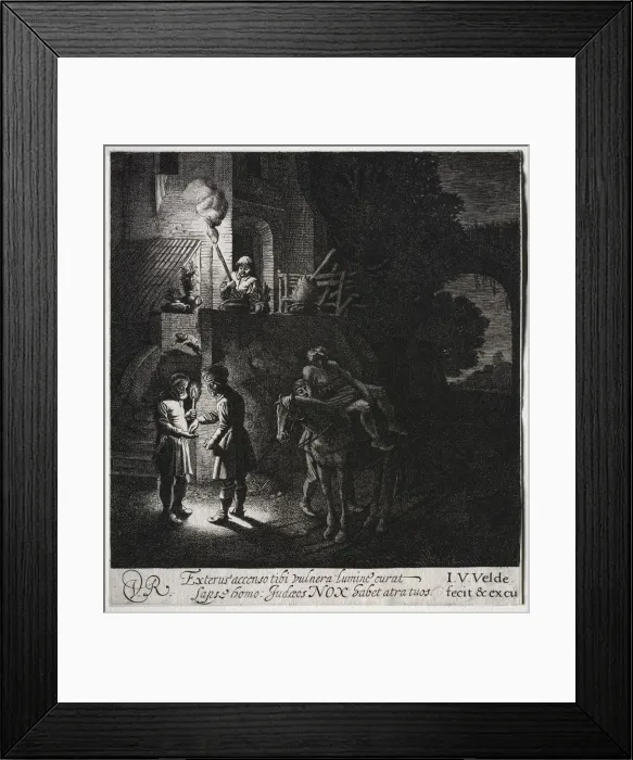 Framed Print : The Good Samaritan Paying the Innkeeper. Creator: Jan van de Velde (Dutch, 1620-1662) Framed Print : The Good Samaritan Paying the Innkeeper. Creator: Jan van de Velde (Dutch, 1620-1662)