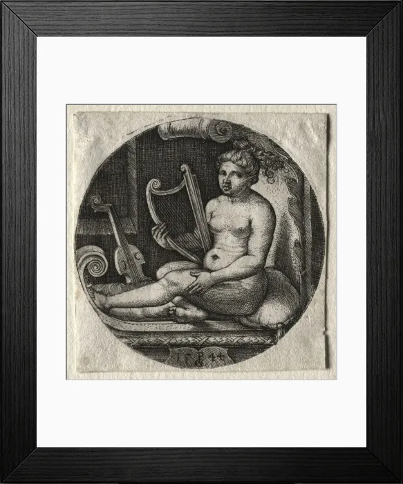 Framed Print : The harpist, 1544. Creator: Georg Pencz (German, c. 1500-1550) Framed Print : The harpist, 1544. Creator: Georg Pencz (German, c. 1500-1550)