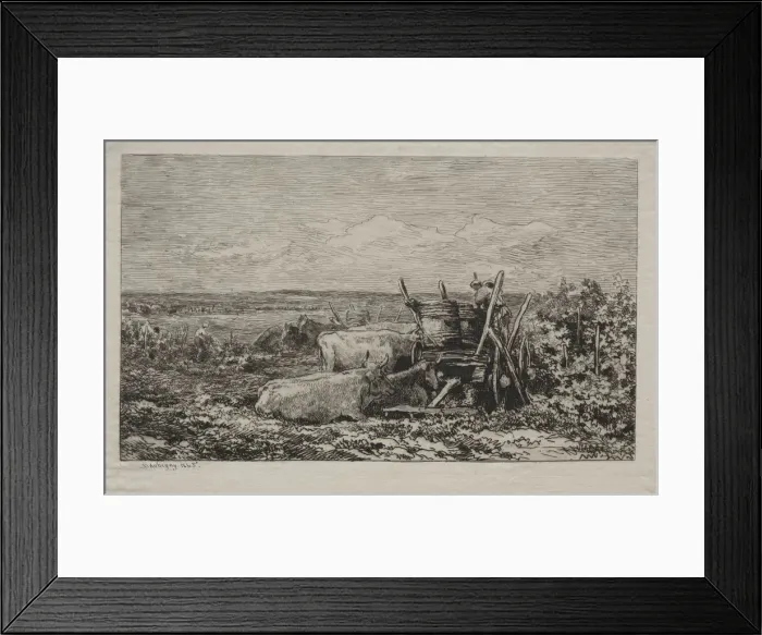 Framed Print : The Grape Harvest, 1865. Creator: Charles Francois Daubigny (French, 1817-1878) Framed Print : The Grape Harvest, 1865. Creator: Charles Francois Daubigny (French, 1817-1878)