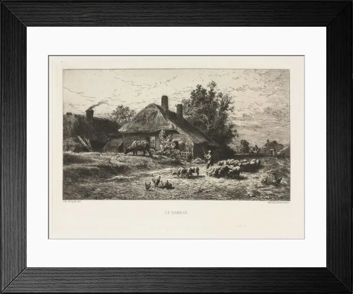 Framed Print : The Hamlet. Creator: Charles-Emile Jacque (French, 1813-1894) Framed Print : The Hamlet. Creator: Charles-Emile Jacque (French, 1813-1894)