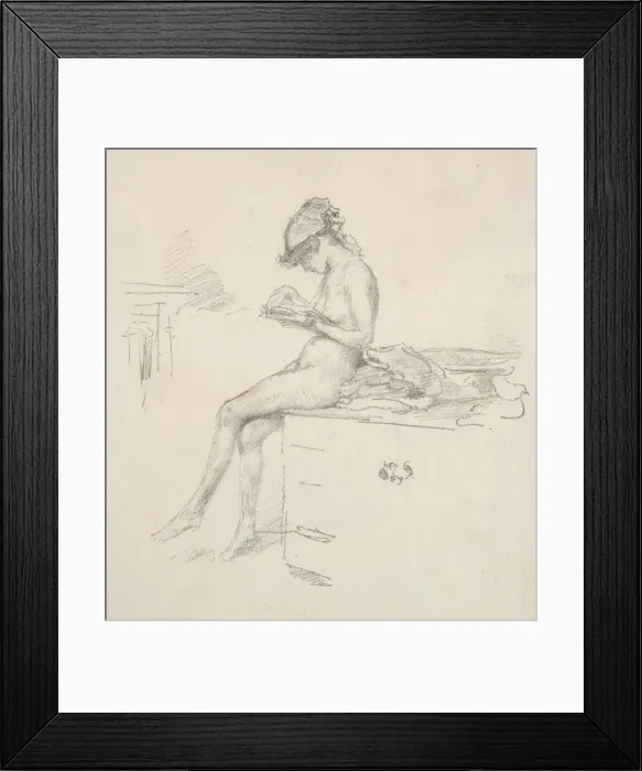 Framed Print : The Little Nude Model Reading, 1890. Creator: James McNeill Whistler (American, 1834-1903) Framed Print : The Little Nude Model Reading, 1890. Creator: James McNeill Whistler (American, 1834-1903)
