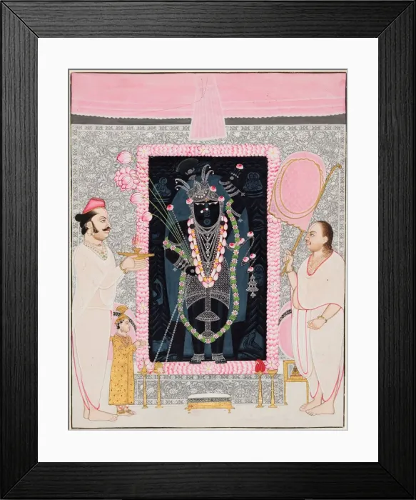 Framed Print : The head priest (Tilakayat) Govardhanlalji makes offerings to Shri Nathji in celebration Framed Print : The head priest (Tilakayat) Govardhanlalji makes offerings to Shri Nathji in celebration