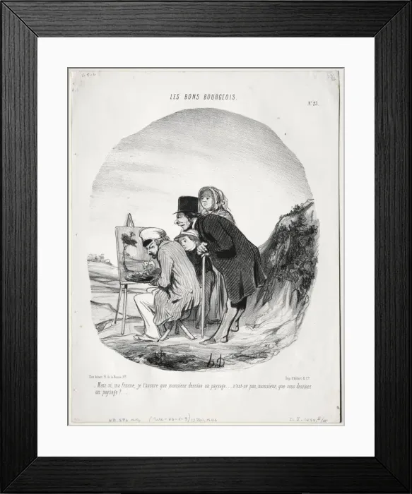 Framed Print : The Good Bourgeois, Plate 23: But yes, my dear, I assure you that this gentleman is drawing Framed Print : The Good Bourgeois, Plate 23: But yes, my dear, I assure you that this gentleman is drawing