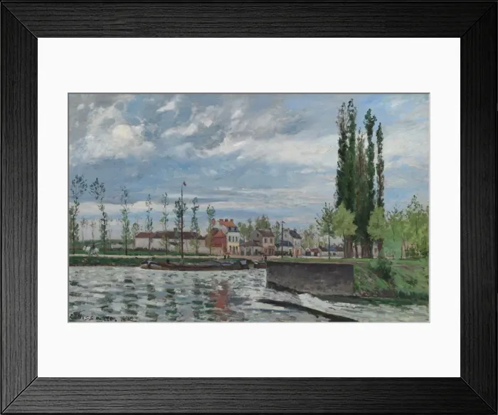 Framed Print : The Lock at Pontoise, 1872. Creator: Camille Pissarro (French, 1830-1903) Framed Print : The Lock at Pontoise, 1872. Creator: Camille Pissarro (French, 1830-1903)