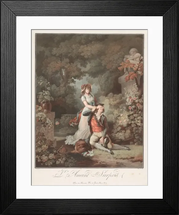 Framed Print : The Lover Surprised (LAmant Surpris), c. 1798. Creator: Charles-Melchior Descourtis (French Framed Print : The Lover Surprised (LAmant Surpris), c. 1798. Creator: Charles-Melchior Descourtis (French