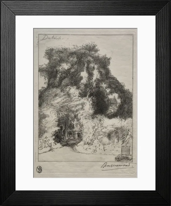 Framed Print : The Garden of the Inn at Dulwich, c. 1870. Creator: Felix Bracquemond (French, 1833-1914) Framed Print : The Garden of the Inn at Dulwich, c. 1870. Creator: Felix Bracquemond (French, 1833-1914)