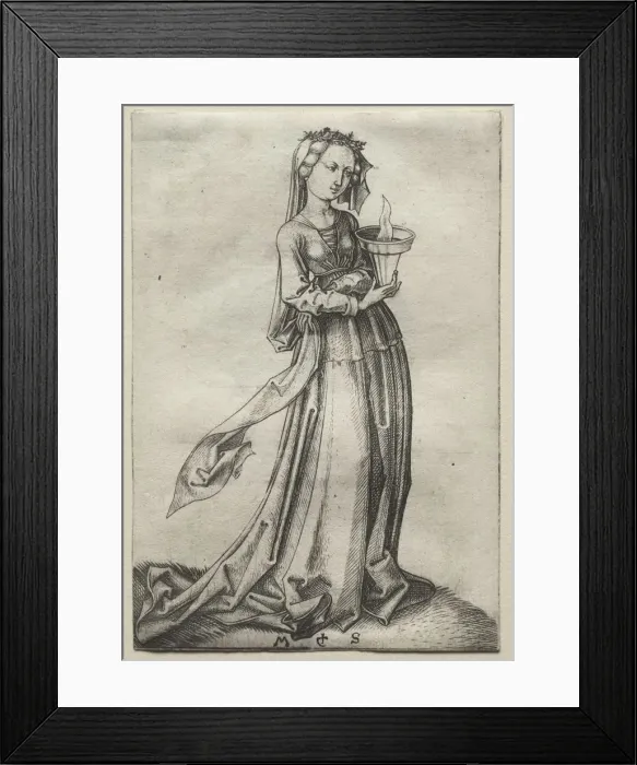 Framed Print : The Fourth Wise Virgin. Creator: Martin Schongauer (German, c. 1450-1491) Framed Print : The Fourth Wise Virgin. Creator: Martin Schongauer (German, c. 1450-1491)