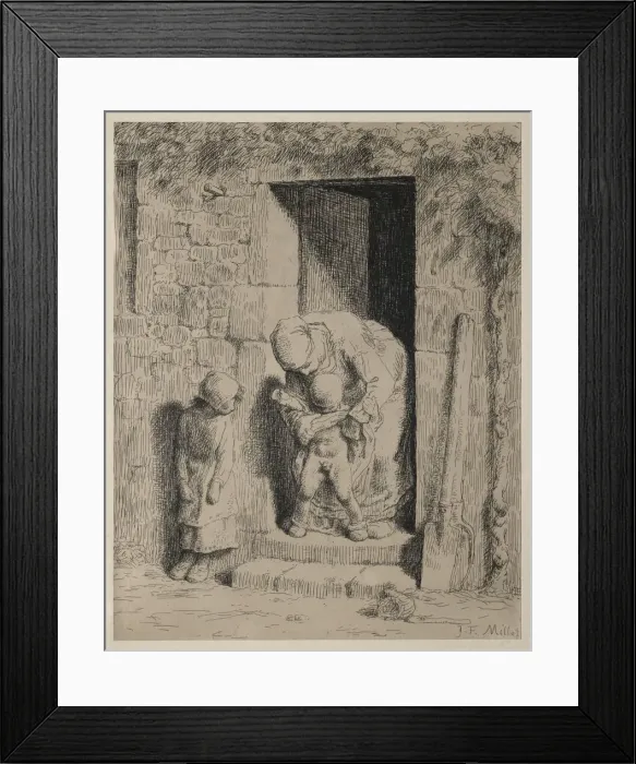 Framed Print : The Maternal Precaution. Creator: Jean-Francois Millet (French, 1814-1875) Framed Print : The Maternal Precaution. Creator: Jean-Francois Millet (French, 1814-1875)