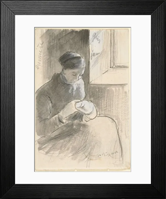 Framed Print : The Mender, c. 1881. Creator: Camille Pissarro (French, 1830-1903) Framed Print : The Mender, c. 1881. Creator: Camille Pissarro (French, 1830-1903)