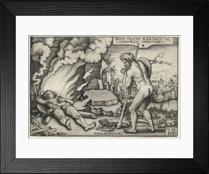 Framed Print : The Labors of Hercules: Hercules on his Pyre, 1548. Creator: Hans Sebald Beham (German, 1500-1550) Framed Print : The Labors of Hercules: Hercules on his Pyre, 1548. Creator: Hans Sebald Beham (German, 1500-1550)