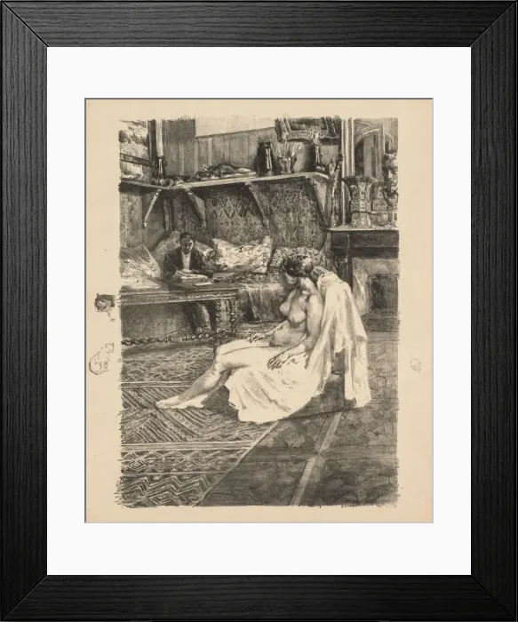 Framed Print : The Model Session (La Seance de modele), c. 1895. Creator: Alexandre Lunois (French Framed Print : The Model Session (La Seance de modele), c. 1895. Creator: Alexandre Lunois (French
