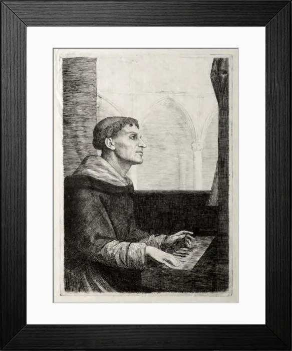 Framed Print : The Monk at the Organ. Creator: Alphonse Legros (French, 1837-1911) Framed Print : The Monk at the Organ. Creator: Alphonse Legros (French, 1837-1911)