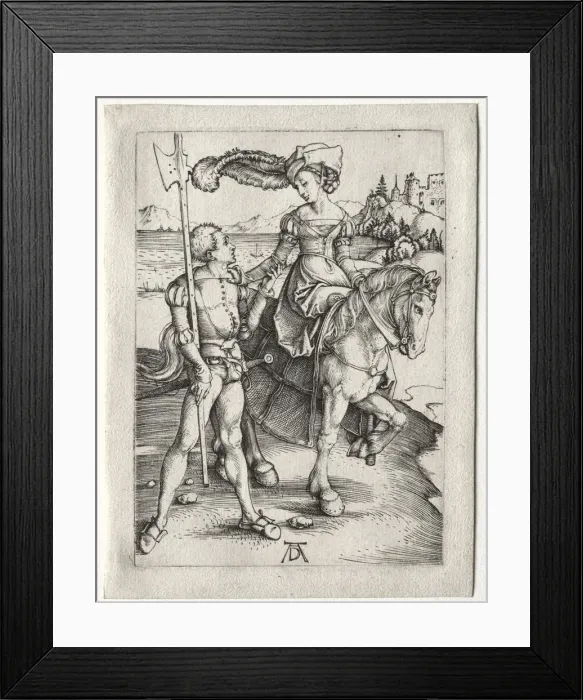 Framed Print : The Lady Riding and the Landsknecht, c. 1497. Creator: Albrecht Dürer (German, 1471-1528) Framed Print : The Lady Riding and the Landsknecht, c. 1497. Creator: Albrecht Dürer (German, 1471-1528)