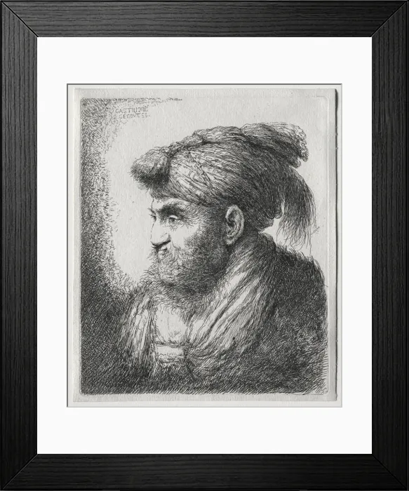 Framed Print : The Large Heads of Men in Oriental Headdress: A Man Nearly in Profile and Turned to Left Framed Print : The Large Heads of Men in Oriental Headdress: A Man Nearly in Profile and Turned to Left