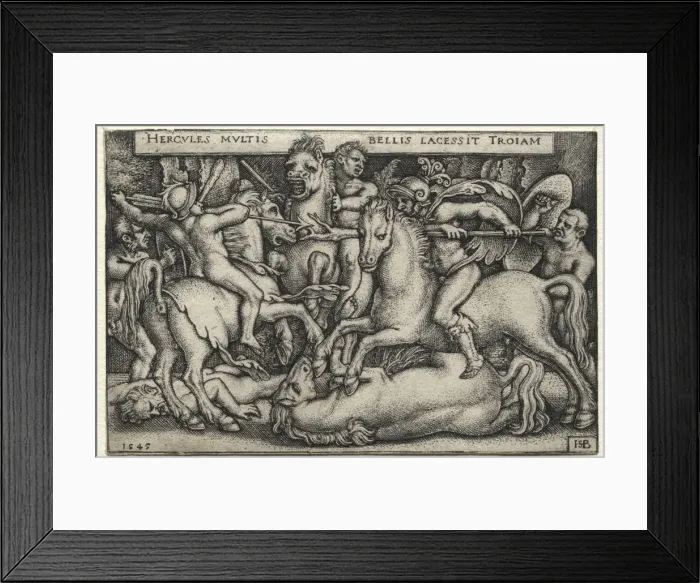 Framed Print : The Labors of Hercules: Hercules Conquering Troy, 1545. Creator: Hans Sebald Beham (German Framed Print : The Labors of Hercules: Hercules Conquering Troy, 1545. Creator: Hans Sebald Beham (German