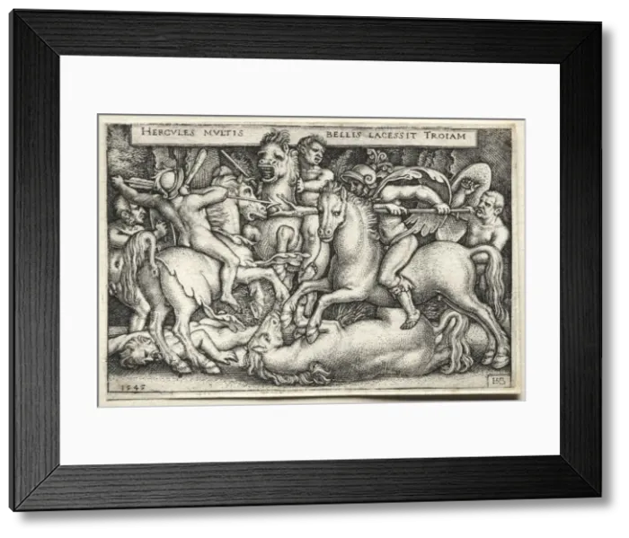 Framed Print : The Labors of Hercules: Hercules Conquering Troy, 1545. Creator: Hans Sebald Beham (German Framed Print : The Labors of Hercules: Hercules Conquering Troy, 1545. Creator: Hans Sebald Beham (German