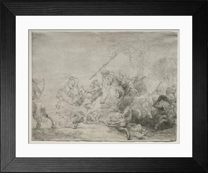 Framed Print : The Large Lion Hunt, 1641. Creator: Rembrandt van Rijn (Dutch, 1606-1669) Framed Print : The Large Lion Hunt, 1641. Creator: Rembrandt van Rijn (Dutch, 1606-1669)