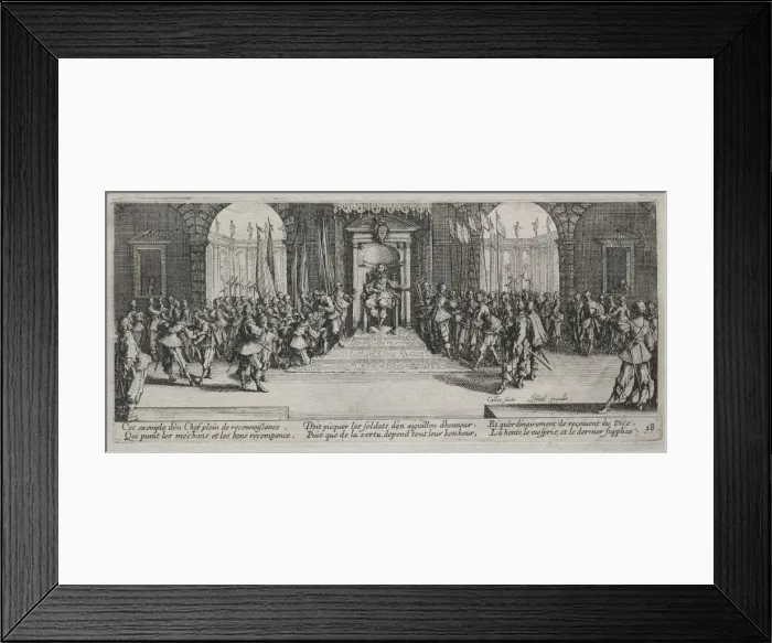 Framed Print : The Large Miseries of War: Distribution of Recompense, 1633. Creator: Jacques Callot (French Framed Print : The Large Miseries of War: Distribution of Recompense, 1633. Creator: Jacques Callot (French