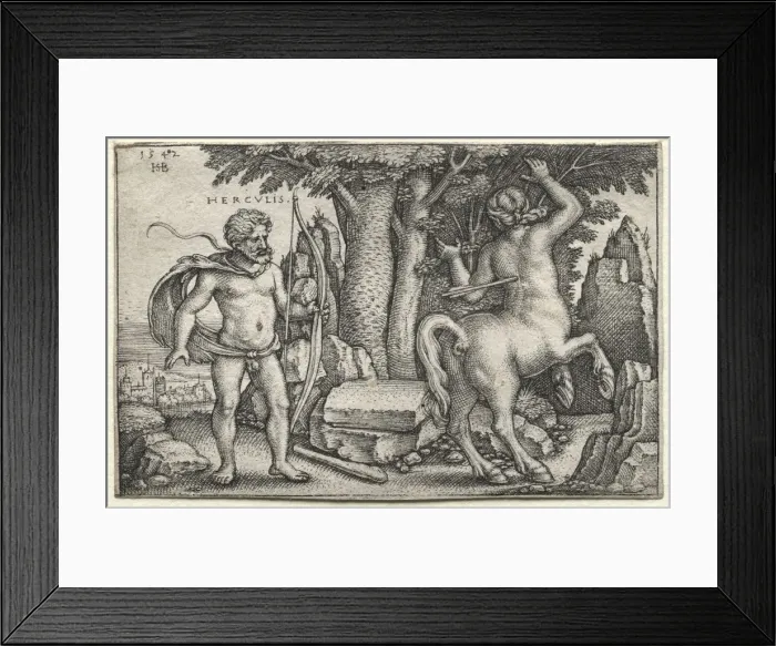 Framed Print : The Labors of Hercules: Hercules and Nessus, 1542. Creator: Hans Sebald Beham (German, 1500-1550) Framed Print : The Labors of Hercules: Hercules and Nessus, 1542. Creator: Hans Sebald Beham (German, 1500-1550)