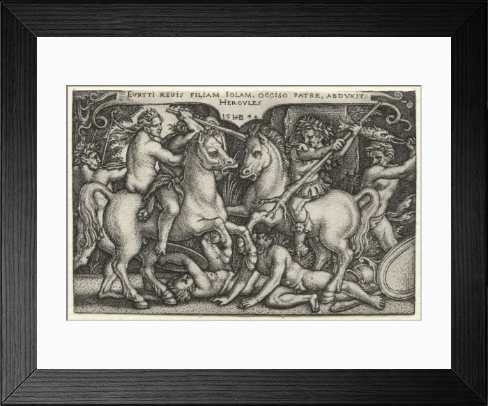 Framed Print : The Labors of Hercules: Hercules Abducting Iole, 1544. Creator: Hans Sebald Beham (German Framed Print : The Labors of Hercules: Hercules Abducting Iole, 1544. Creator: Hans Sebald Beham (German