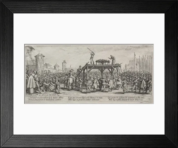 Framed Print : The Large Miseries of War: Execution on the Wheel, 1633. Creator: Jacques Callot (French Framed Print : The Large Miseries of War: Execution on the Wheel, 1633. Creator: Jacques Callot (French