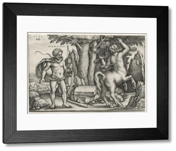 Framed Print : The Labors of Hercules: Hercules and Nessus, 1542. Creator: Hans Sebald Beham (German, 1500-1550) Framed Print : The Labors of Hercules: Hercules and Nessus, 1542. Creator: Hans Sebald Beham (German, 1500-1550)