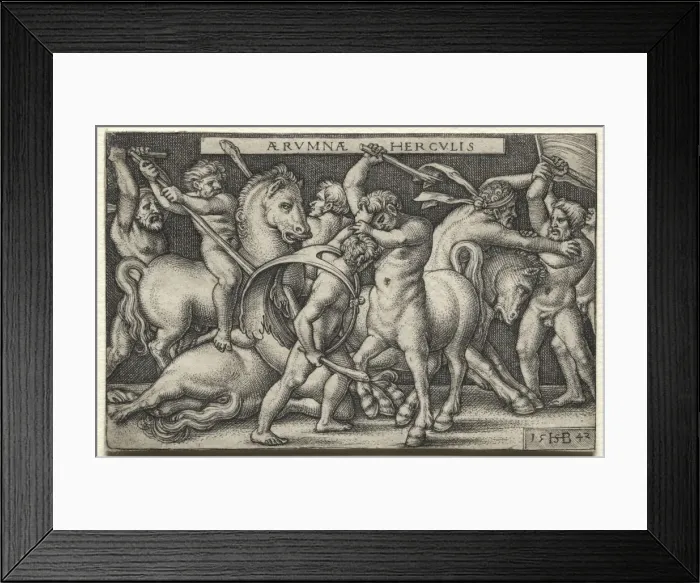 Framed Print : The Labors of Hercules: Hercules Defeating the Centaurs, 1542. Creator: Hans Sebald Beham (German Framed Print : The Labors of Hercules: Hercules Defeating the Centaurs, 1542. Creator: Hans Sebald Beham (German