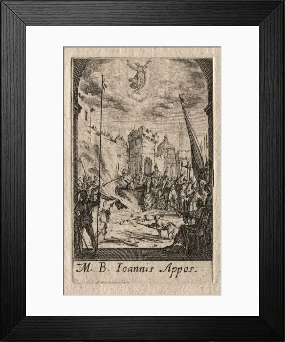 Framed Print : The Martyrdom of the Apostles: St. John the Evangelist. Creator: Jacques Callot (French Framed Print : The Martyrdom of the Apostles: St. John the Evangelist. Creator: Jacques Callot (French
