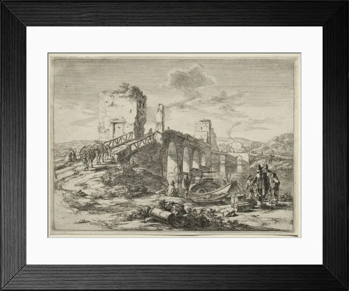 Framed Print : The Molle Bridge over the Tiber. Creator: Jan Both (Dutch, c. 1618-1652) Framed Print : The Molle Bridge over the Tiber. Creator: Jan Both (Dutch, c. 1618-1652)