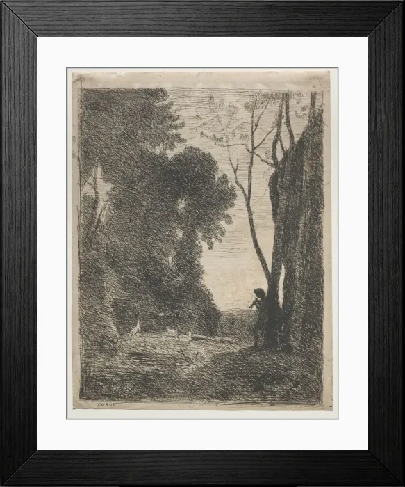 Framed Print : The Little Shepherd, 1855. Creator: Jean Baptiste Camille Corot (French, 1796-1875) Framed Print : The Little Shepherd, 1855. Creator: Jean Baptiste Camille Corot (French, 1796-1875)