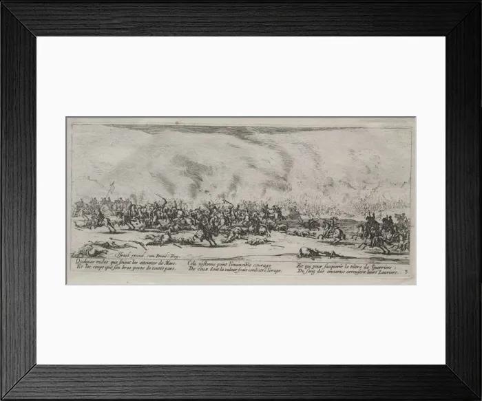 Framed Print : The Large Miseries of War: The Battle, 1633. Creator: Jacques Callot (French, 1592-1635)