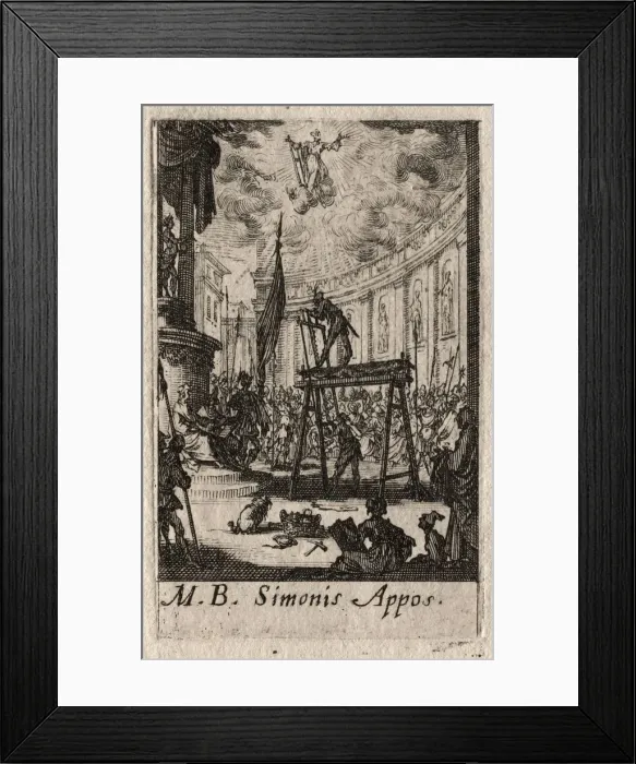 Framed Print : The Martyrdom of the Apostles: St. Simon. Creator: Jacques Callot (French, 1592-1635) Framed Print : The Martyrdom of the Apostles: St. Simon. Creator: Jacques Callot (French, 1592-1635)
