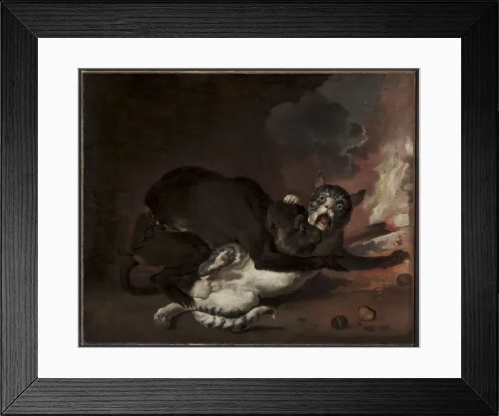 Framed Print : The Monkey and the Cat, probably 1670s. Creator: Abraham Hondius (Dutch, c. 1625-1695) Framed Print : The Monkey and the Cat, probably 1670s. Creator: Abraham Hondius (Dutch, c. 1625-1695)
