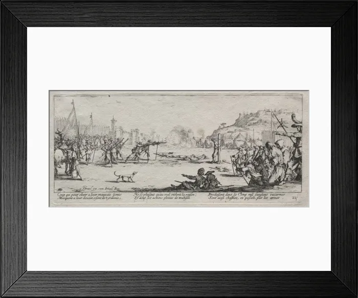 Framed Print : The Large Miseries of War: The Firing Squad, 1633. Creator: Jacques Callot (French, 1592-1635) Framed Print : The Large Miseries of War: The Firing Squad, 1633. Creator: Jacques Callot (French, 1592-1635)