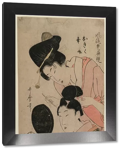 The Lovers Okiku and Kozuke…, mid 1800s. Creator: Utamaro II (Japanese)