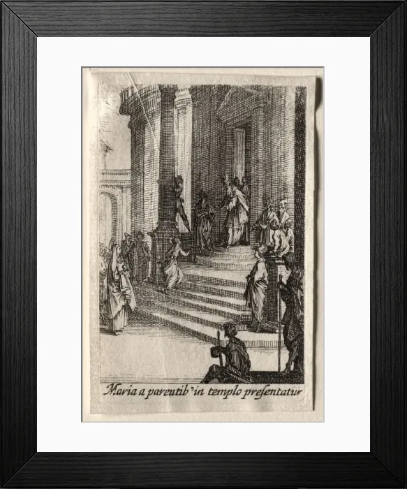 Framed Print : The Life of the Virgin: The Presentation of the Virgin in the Temple. Creator: Jacques Callot Framed Print : The Life of the Virgin: The Presentation of the Virgin in the Temple. Creator: Jacques Callot